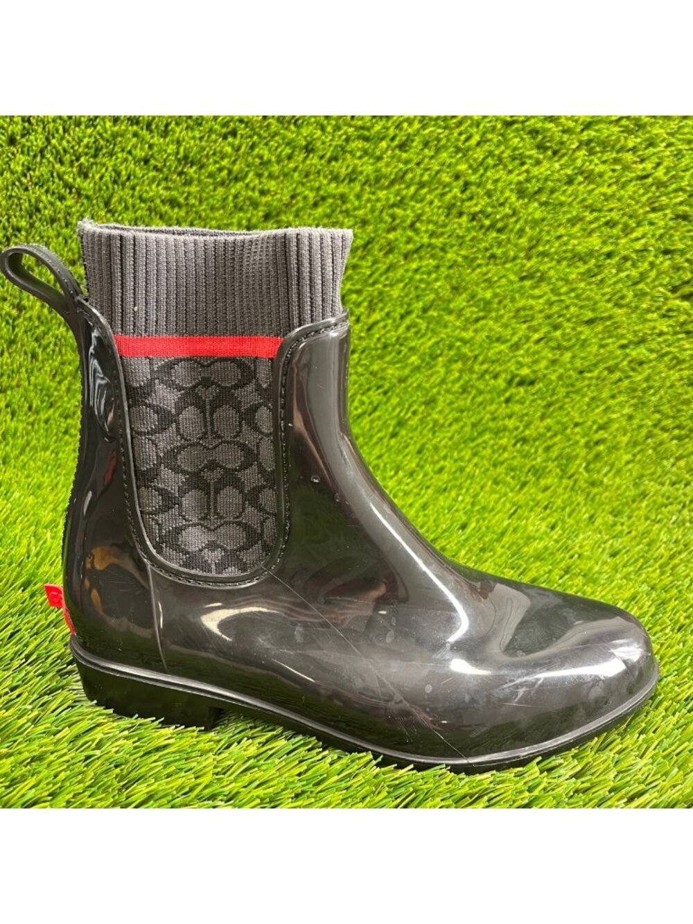 Coach Rivington Womens Size 7 Black Casual Outdoor Pull On Rubber Rain Boots